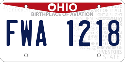 OH license plate FWA1218