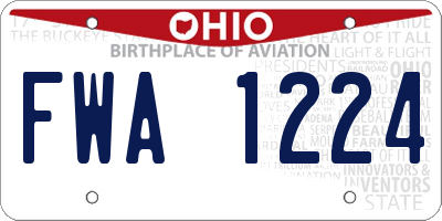 OH license plate FWA1224