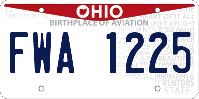 OH license plate FWA1225