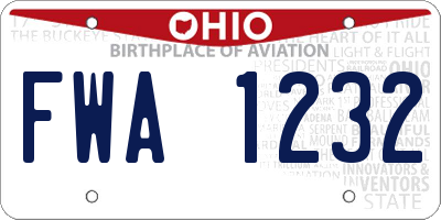 OH license plate FWA1232