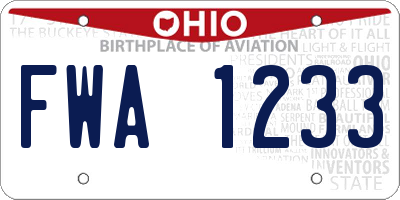 OH license plate FWA1233