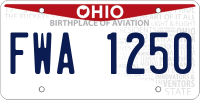 OH license plate FWA1250