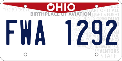 OH license plate FWA1292