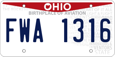 OH license plate FWA1316