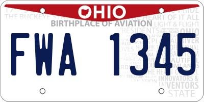OH license plate FWA1345