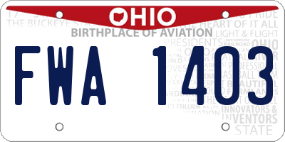OH license plate FWA1403