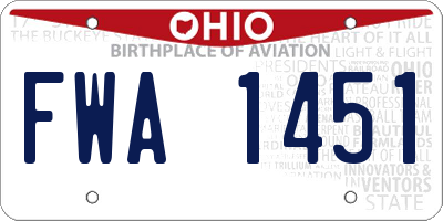 OH license plate FWA1451