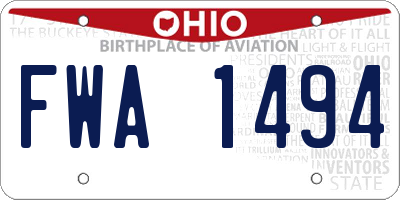 OH license plate FWA1494
