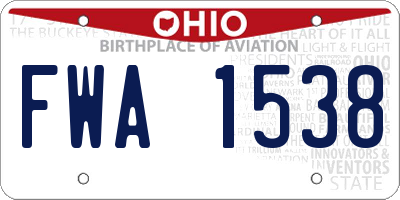 OH license plate FWA1538