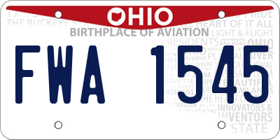 OH license plate FWA1545