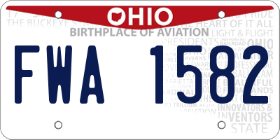 OH license plate FWA1582