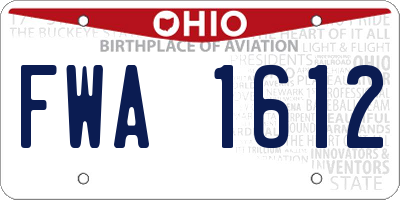 OH license plate FWA1612