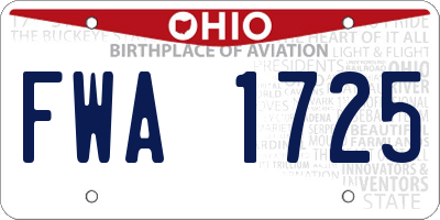 OH license plate FWA1725