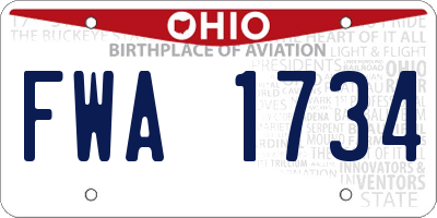 OH license plate FWA1734