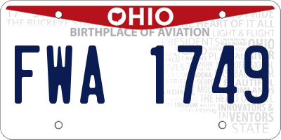 OH license plate FWA1749