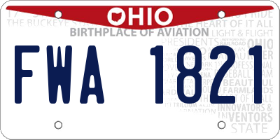 OH license plate FWA1821