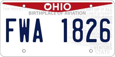 OH license plate FWA1826