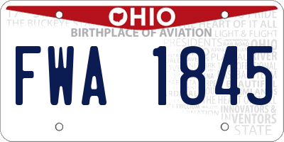 OH license plate FWA1845