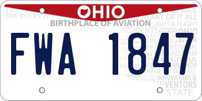 OH license plate FWA1847