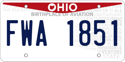 OH license plate FWA1851