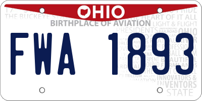 OH license plate FWA1893