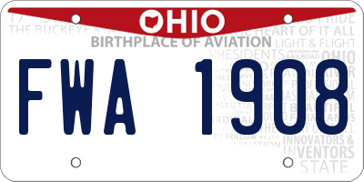 OH license plate FWA1908