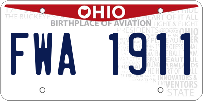 OH license plate FWA1911