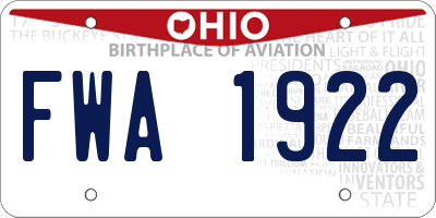 OH license plate FWA1922