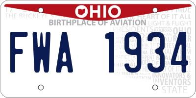 OH license plate FWA1934