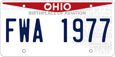 OH license plate FWA1977