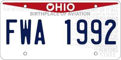 OH license plate FWA1992