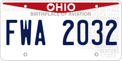 OH license plate FWA2032