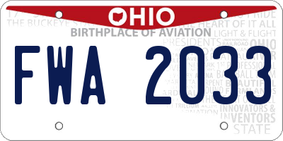 OH license plate FWA2033