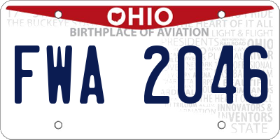 OH license plate FWA2046