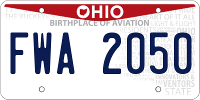 OH license plate FWA2050