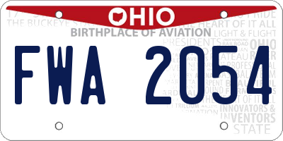 OH license plate FWA2054