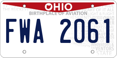 OH license plate FWA2061