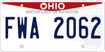 OH license plate FWA2062