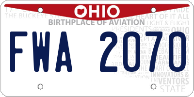 OH license plate FWA2070