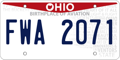 OH license plate FWA2071