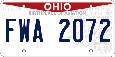 OH license plate FWA2072