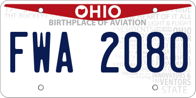 OH license plate FWA2080