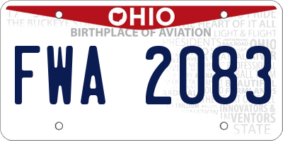 OH license plate FWA2083
