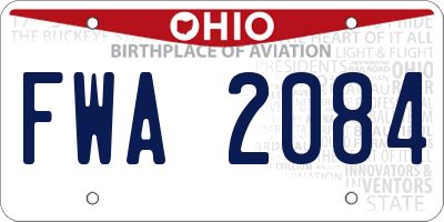 OH license plate FWA2084