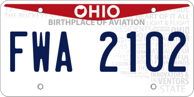OH license plate FWA2102