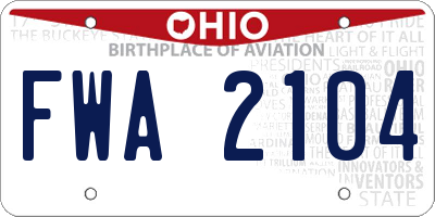 OH license plate FWA2104