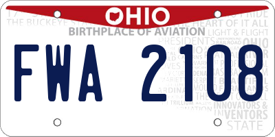 OH license plate FWA2108