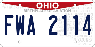 OH license plate FWA2114