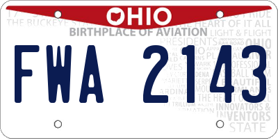 OH license plate FWA2143