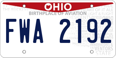 OH license plate FWA2192